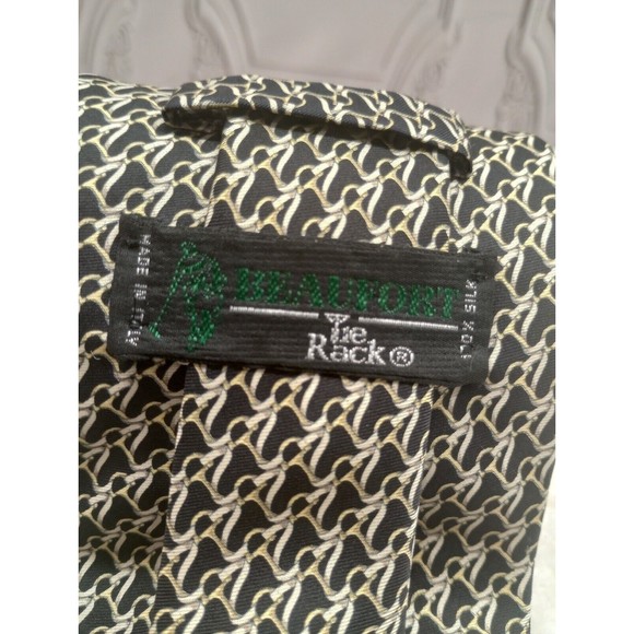 Beaufort Tie Rack Men's Luxury Tie 100% Silk Made In Italy Smooth Geometric EUC - Picture 2 of 16